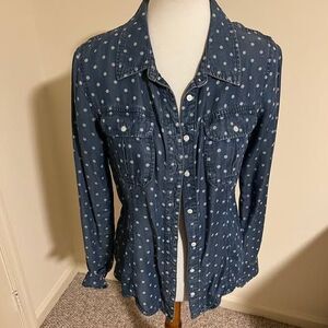 Guess Natalie Polka Dot Denim Shirt M